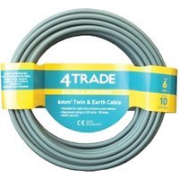 4TRADE 6242YH 6mm Twin & Earth Cable Grey 10m