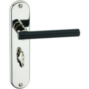 Urfic Poitiers Lever Lock Bathroom Polished Nickel/ Black Barrel Door Handle