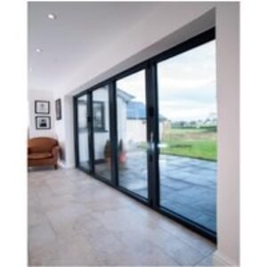 Vista Aluminium 4 Leaf Bifold Door , 28mm Sealed Unit with 4mm Toughend Glass (Max width = 4000mm, Max Height = 2500mm) Grey Exterior & White Interior Finish