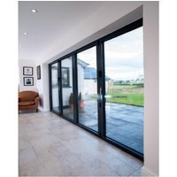 Vista Aluminium 4 Leaf Bifold Door , 28mm Sealed Unit with 4mm Toughend Glass (Max width = 4000mm, Max Height = 2500mm) Grey Exterior & White Interior Finish