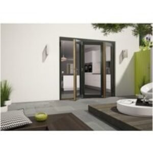 External Pre Finished Aluminium Clad Grey Oak Bifold Door Set 3000 x 72mm