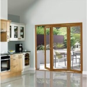 External Pre Finished Oak Veneer Slimline Bifold Door Set 2400 x 54mm