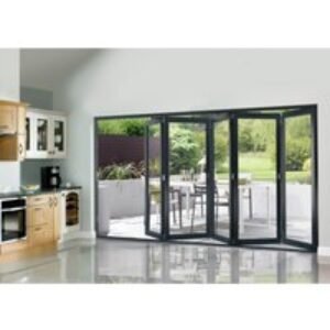 External Pre Finished Grey Slimline Bifold Door Set 3600 x 54mm