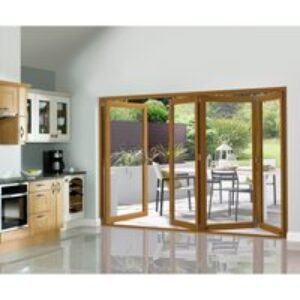 External Pre Finished Oak Veneer Slimline Bifold Door Set 3000 x 54mm
