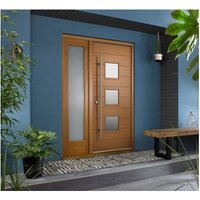 Malmo External Oak Veneer Door 1981 x 838 x 44mm and Frame with Side Light 457mm Reversible