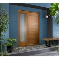 Oslo External Oak Veneer Door 1981 x 838 x 44mm and Frame with Side Light 610mm Reversible