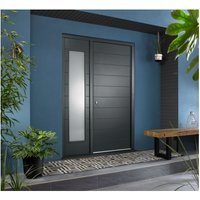 Oslo External Grey Hardwood Veneer Door 1981 x 838 x 44mm and Frame with Side Light 610mm Reversible