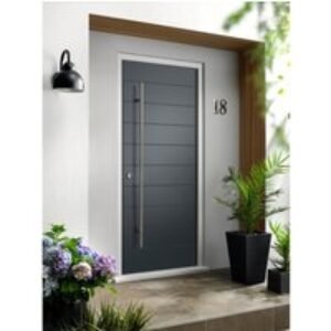Oslo External Grey Hardwood Veneer Door 1981 x 762 x 44mm and Frame
