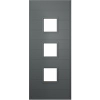 Malmo External Grey Hardwood Veneer Door 1981 x 838 x 44mm and Frame with Side Light 610mm Reversible