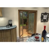 Travis Perkins 54mm Ptq Solid Oak Unfinished External French 1500mm Door Set