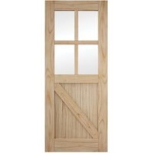 Glazed Framed Ledged & Braced Industrial Contemporary Sliding Barn Door 862mm