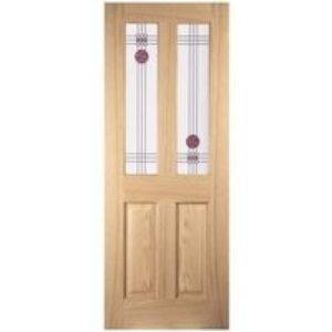 JELD-WEN Oregon 2 Light Mackintosh Interior Amer White Oak Dec Glazed Door 1981x610mm