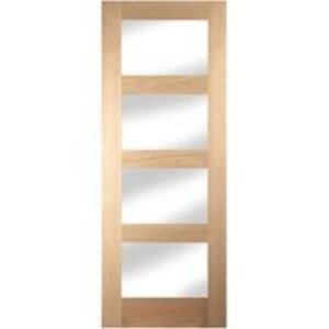 JELD-WEN Oregon Shaker 4 Light Clear Glazed White Oak Door 2040x726mm