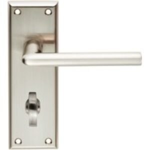 4FireDoors Vogue Lever Handle On Bathroom Back Plate Satin Nickel