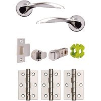 Jigtech JTB72000 Cresta Round Rose Lever Handle Door Pack Polished Chrome (Includes 57mm Latch & 3xHinges)