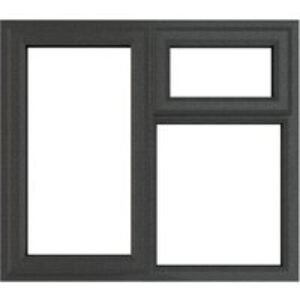 Crystal Grey Upvc Casement Clear Window 3P Top and Left Hand Opening 1190 mm x 1190 mm
