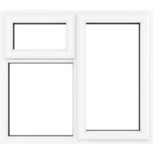 Crystal White Upvc Casement Clear Window 3P Top and Right Hand Opening 1190 mm x 1190 mm