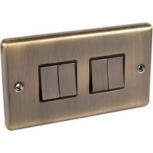 United Electrical Products Ltd Antique Brass Switch 4 Gang 2 Way