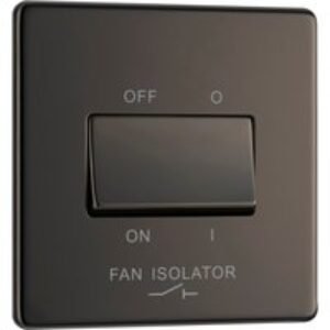 Bg Screwless Flat Plate Black Nickel 3 Pole Fan Isolator 10A