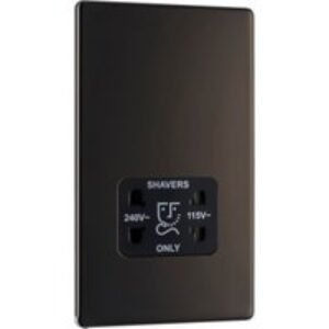 Bg Screwless Flat Plate Black Nickel Shaver Socket Dual Voltage 115/230V