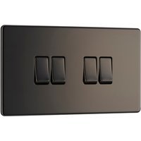 Bg Screwless Flat Plate Black Nickel 10AX Light Switch 4 Gang 2 Way