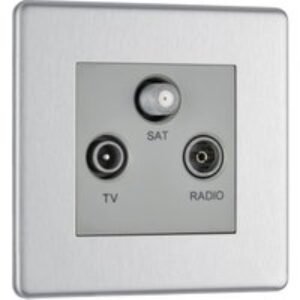 Bg Screwless Flat Plate Brushed Stainless Steel TV Sockets TV, FM, Sat Socket
