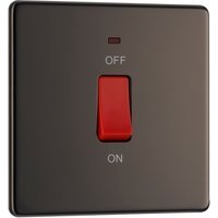 Bg Screwless Flat Plate Black Nickel 45A Dp Switch Switch & Neon 1 Gang