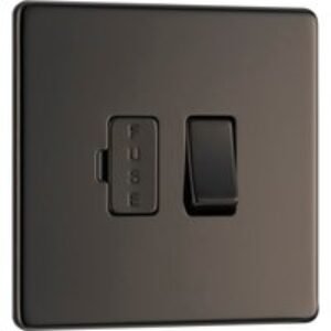 Bg Screwless Flat Plate Black Nickel 13A Spur Unit Switched Fused