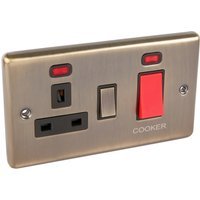 United Electrical Products Ltd Antique Brass 45A Dp Cooker Switch Switched Socket & Neon