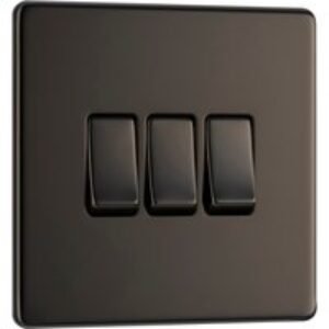 Bg Screwless Flat Plate Black Nickel 10AX Light Switch 3 Gang 2 Way
