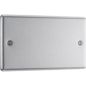 Bg Brushed Steel Blank Plate 2 Gang
