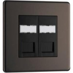 Bg Screwless Flat Plate Black Nickel RJ45 Outlet 2 Gang