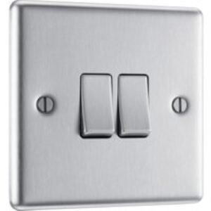 Bg Brushed Steel 10A Switch 2 Gang 2 Way