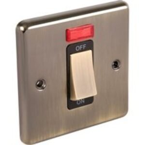 Wessex Antique Brass 45A DP Cooker Switch Switch & Neon 1 Gang