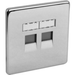 Bg Screwless Flat Plate Polished Chrome RJ45 Outlet 2 Gang