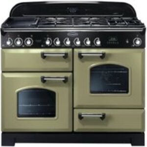 Rangemaster Classic Deluxe Dual Fuel Range Cooker 110cm Olive Green with Chrome Trim - CDL110DFFOG/C