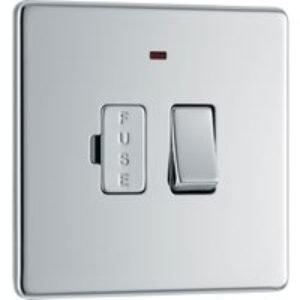Bg Screwless Flat Plate Polished Chrome 13A Spur Unit Switched Fused & Neon