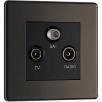 Bg Screwless Flat Plate Black Nickel TV / Coaxial Sockets TV, FM, Sat Socket