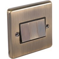 Wessex Antique Brass Switch 3 Gang 2 Way