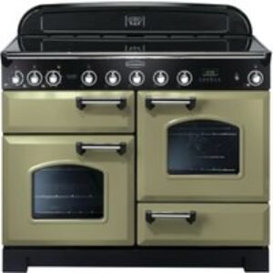 Rangemaster Classic Deluxe Induction Range Cooker 110cm Olive Green with Chrome Trim - CDL110EIOG/C