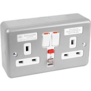 MK Metal Clad 13A RCD Switched Socket 2 Gang 30mA Passive