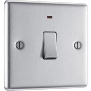 Bg Brushed Steel 20A Dp Switch 20A + Neon
