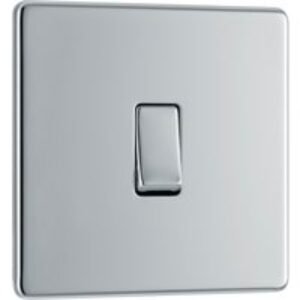 Bg Screwless Flat Plate Polished Chrome 10AX Light Switch 1 Gang Intermediate