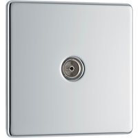Bg Screwless Flat Plate Polished Chrome Coaxial Sockets 1 Gang Coaxial