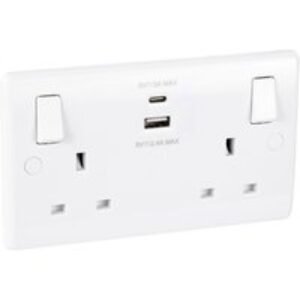 Bg 13A Low Profile Sp A & C Type USB Switched Socket 2 Gang 2 USB 4.1A