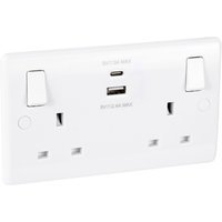 Bg 13A Low Profile Sp A & C Type USB Switched Socket 2 Gang 2 USB 4.1A