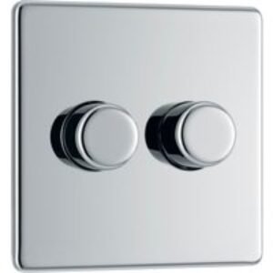 Bg Screwless Flat Plate Polished Chrome Dimmer Switch 2 Gang 2 Way