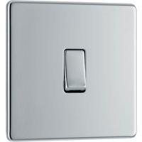 Bg Screwless Flat Plate Polished Chrome 10AX Light Switch 1 Gang 2 Way