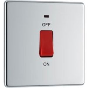 Bg Screwless Flat Plate Polished Chrome 45A Dp Switch Switch & Neon 1 Gang