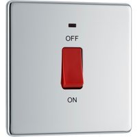 Bg Screwless Flat Plate Polished Chrome 45A Dp Switch Switch & Neon 1 Gang